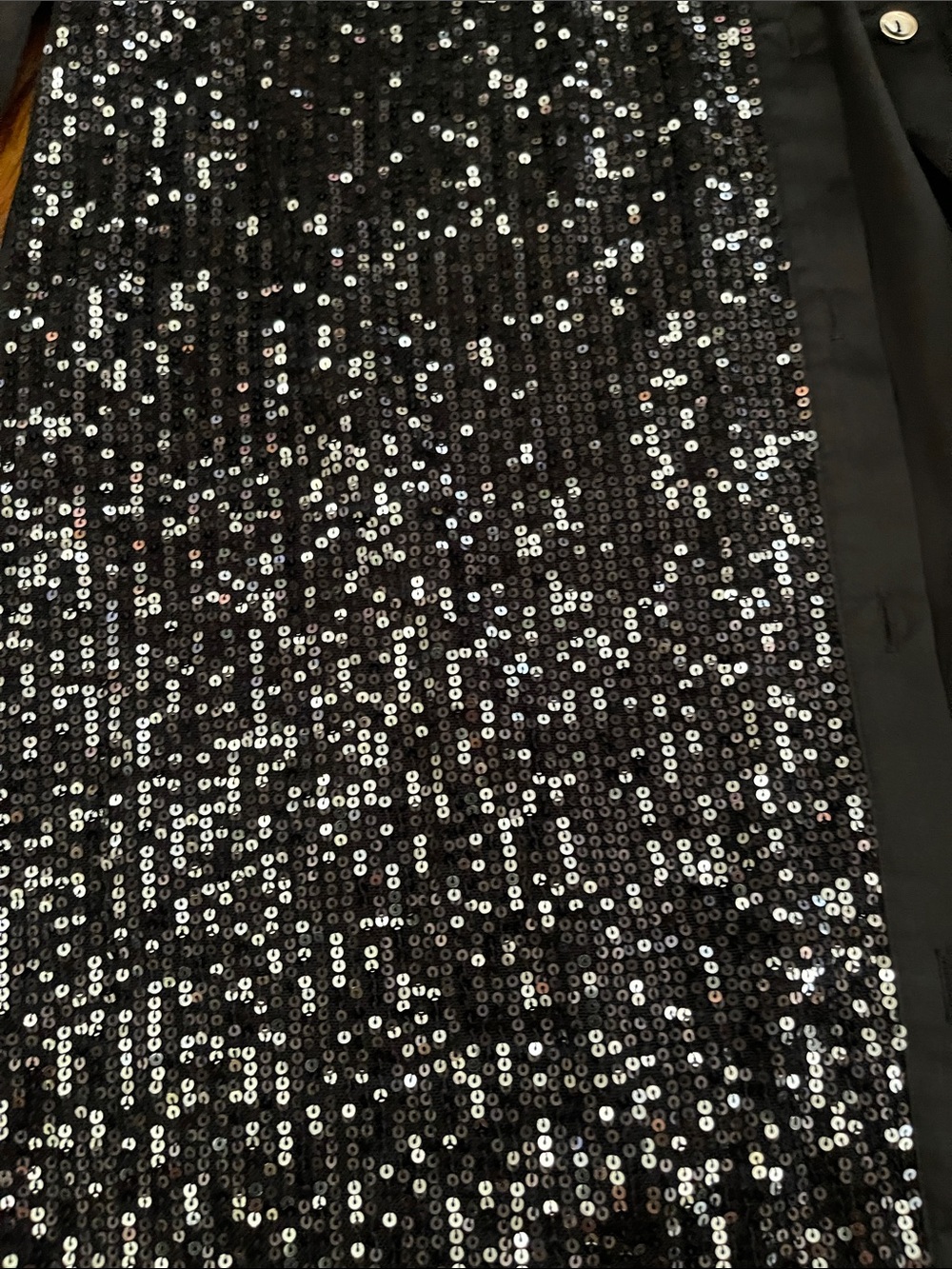 NWOT - Black Sequin-Accent Long Button up Dress or Shirt - Picture 3 of 4